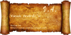 Vanek András névjegykártya
